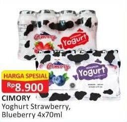 Promo Harga CIMORY Mini Yogurt Drink Strawberry per 4 pcs 70 ml - Alfamart