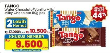 Promo Harga Tango Long Wafer Chocolate, Vanilla Milk 110 gr - Indomaret