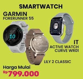 Promo Harga Garmin Forerunner 55 GPS Running Smartwatch/Garmin Lily/IT. Active Watch Curve WR01   - COURTS