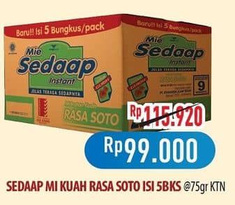 Promo Harga Sedaap Mie Kuah Soto per 40 pcs 75 gr - Hypermart