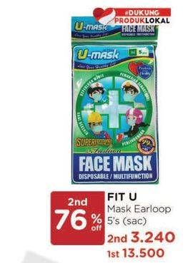 Promo Harga FIT-U-MASK Masker Earloop 5 pcs - Watsons