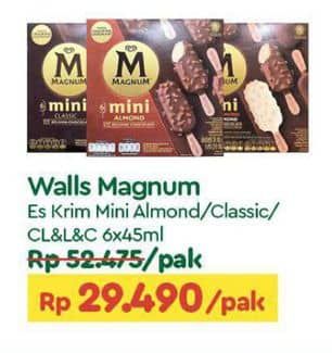 Promo Harga Walls Magnum Mini Almond, Classic Almond per 6 pcs 45 ml - TIP TOP