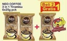 Promo Harga Neo Coffee 3 in 1 Instant Coffee Tiramissu per 6 pcs 25 gr - Indomaret