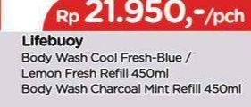 Promo Harga LIFEBUOY Body Wash Charcoal And Mint, Cool Fresh, Lemon Fresh 450 ml - TIP TOP