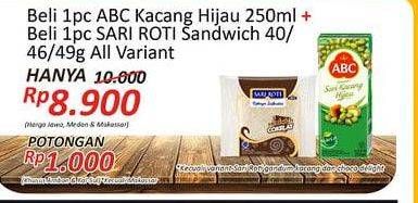 Promo Harga ABC Sari Kacang Hijau + SARI ROTI Sandwich  - Alfamidi