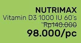 Promo Harga NUTRIMAX Vitamin D3 1000 IU 60 pcs - Guardian