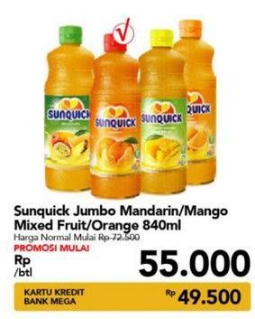 Promo Harga SUNQUICK Minuman Sari Buah Mixed Fruits, Mango, Orange, Mandarin 840 ml - Carrefour