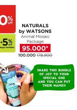 Promo Harga NATURALS BY WATSONS Animal Mosaic Bundling Package 3 pcs - Watsons