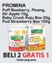 Promo Harga Promina Puff Blueberry, Pisang, Strawberry Apple 15g, Baby Crunch Keju 20g, Pudding Strawberry 100g  - Alfamart