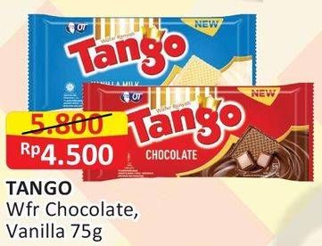 Promo Harga TANGO Wafer Chocolate, Vanilla 75 gr - Alfamart