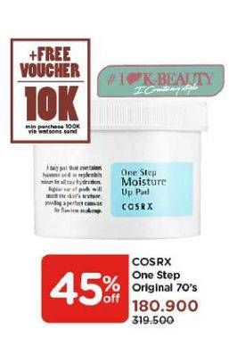 Promo Harga COSRX On Step Moisture Up Pads 135 ml - Watsons