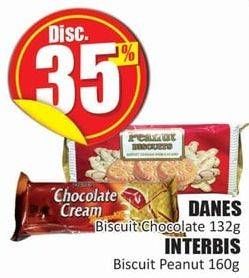 Promo Harga DANES Biscuit Chocolate Cream 132gr/INTERBIS Peanut Crackers Biscuit 160gr  - Hari Hari