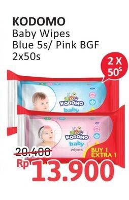 Promo Harga KODOMO Baby Wipes Rice Milk Pink, Classic Blue 50 pcs - Alfamidi