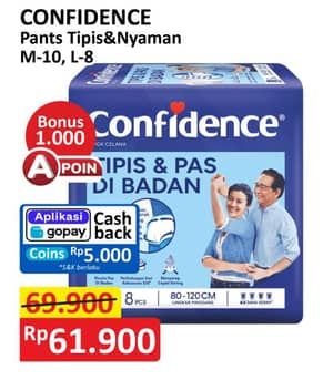 Promo Harga Confidence Adult Pants Tipis & Pas Di Badan M10, L8 8 pcs - Alfamart