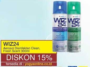 Promo Harga WIZ 24 Disinfecting Spray and Clean All Surface Fresh Scent 300 ml - Yogya