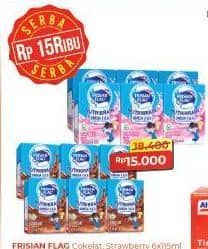 Promo Harga Frisian Flag Susu Cair UHT Nutribrain Cokelat, Strawberry per 6 tpk 115 ml - Alfamart