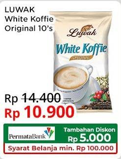 Promo Harga Luwak White Koffie Original per 10 sachet 20 gr - Indomaret