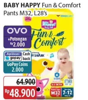 Promo Harga Baby Happy Baby Diapers Pants Fun & Comfort M32, L28 28 pcs - Alfamidi