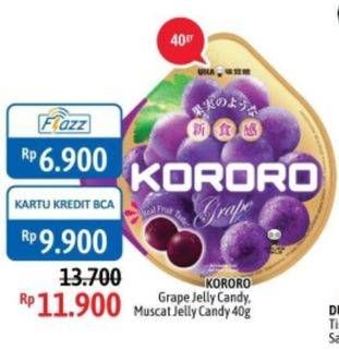Promo Harga KORORO Candy Grape, Muscat Jelly 40 gr - Alfamidi