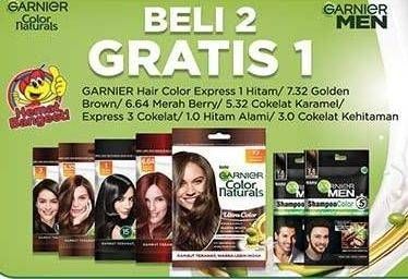 Promo Harga Garnier Hair Color 1.0 Hitam, 7.3 Golden Brown, 6.64 Merah Berry, 5.32 Coklat Caramel, 3 Coklat Kehitaman, 1 Hitam Alami  - Indomaret