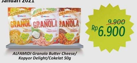 Promo Harga ALFAMIDI Granola | Cemilan Oat Butter Cheese, Cokelat, Kopyor Delight 50 gr - Alfamidi