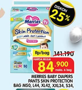 Promo Harga Merries Pants Skin Protection M50, L44, XL42, XXL34, S34 34 pcs - Superindo
