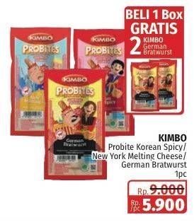 Promo Harga Kimbo Probites Korean Hot Spicy, New York Melting Cheese, Original German Bratwurst 60 gr - Lotte Grosir