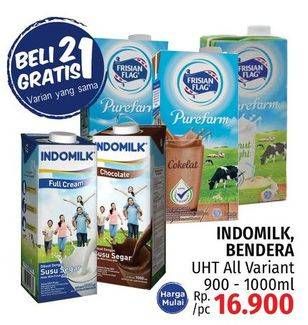 Promo Harga INDOMILK, FRISIAN FLAG UHT All Variant 900 - 1000ml  - LotteMart