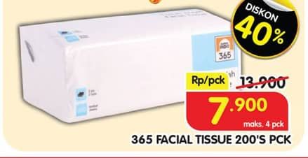 Promo Harga 365 Facial Tissue Travel Pack 200 sheet - Superindo