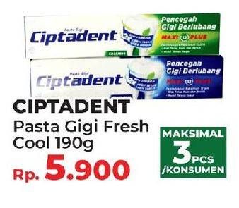 Promo Harga CIPTADENT Pasta Gigi Maxi 12 Plus Fresh Cool 190 gr - Yogya