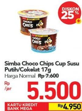 Promo Harga SIMBA Cereal Choco Chips Susu Putih 20 gr - Carrefour