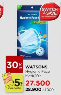 Promo Harga WATSONS Hygienic Face Mask 10 pcs - Watsons