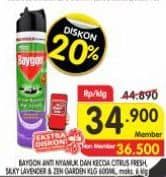 Promo Harga Baygon Insektisida Spray Citrus Fresh, Silky Lavender, Zen Garden 600 ml - Superindo