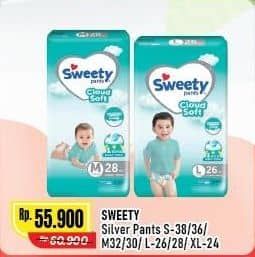 Promo Harga Sweety Silver Pants S38, S36, M32, M30, L26, L28, XL24 24 pcs - Alfamart