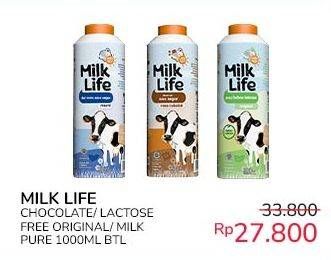 Promo Harga Milk Life Fresh Milk Murni, Bebas Laktosa, Cokelat 1000 ml - Indomaret