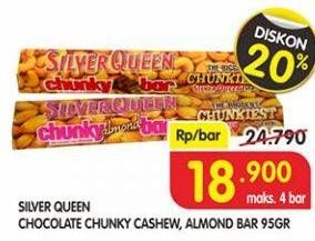 Promo Harga SILVER QUEEN Chunky Bar Chunky Cashew, Almond 95 gr - Superindo