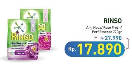 Promo Harga Rinso Anti Noda Deterjen Bubuk + Molto Classic Fresh, + Molto Pink Rose Fresh, + Molto Purple Perfume Essence 770 gr - Hypermart