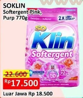 Promo Harga So Klin Softergent Purple Lavender, Rossy Pink 770 gr - Alfamart