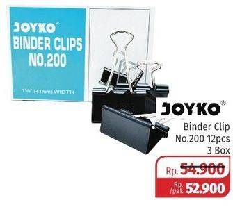 Promo Harga JOYKO Binderclip 200 per 3 box 12 pcs - Lotte Grosir