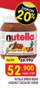 Promo Harga NUTELLA Jam Spread Chocolate Hazelnut 350 gr - Superindo