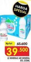 Promo Harga LE MINERALE Air Mineral per 24 botol 330 ml - Superindo