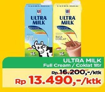 Promo Harga ULTRA MILK Susu UHT Coklat, Full Cream 1000 ml - TIP TOP