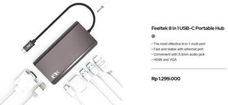 Promo Harga FEELTEK 8 in 1 USB-C Portable Hub  - iBox