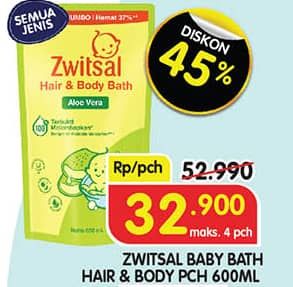 Promo Harga Zwitsal Natural Baby Bath 2 In 1 600 ml - Superindo
