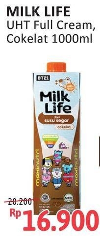 Promo Harga Milk Life UHT Full Cream, Cokelat 1000 ml - Alfamidi