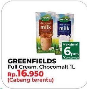 Promo Harga GREENFIELDS UHT Full Cream, Chocomalt 1000 ml - Yogya