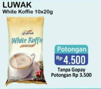 Promo Harga Luwak White Koffie per 10 sachet 20 gr - Alfamart