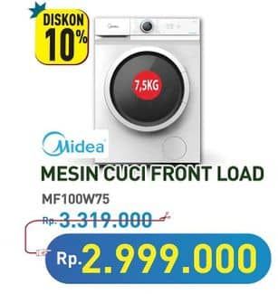 Promo Harga Midea Front Loading Washer - MF100W75  - Hypermart