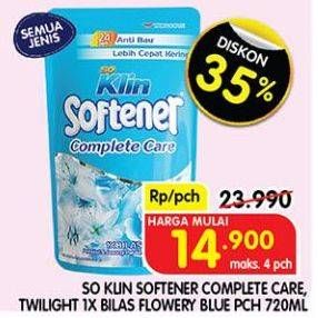 Promo Harga SO KLIN Softener Complete Care, Twilight 1x Bilas Flowery Blue Pch 720ml  - Superindo