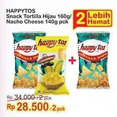 Promo Harga HAPPY TOS Tortilla Chips Nacho Cheese, Hijau 140 gr - Indomaret